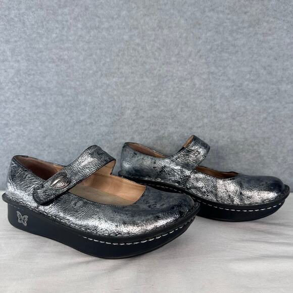 Alegria Women's sz 39 Paloma Mary Jane Pewter Heart Nursing Shoe Clog Slip On - Picture 1 of 13